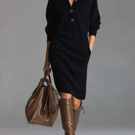 Long Sleeved Sweater Dress japanese korean fashion.