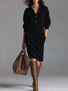 Long Sleeved Sweater Dress japanese korean fashion.