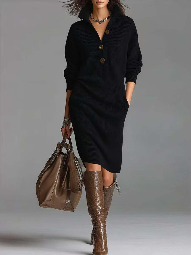Long Sleeved Sweater Dress japanese korean fashion.