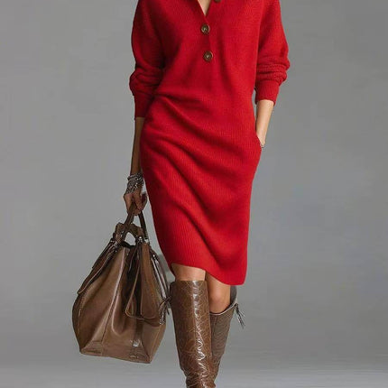 Long Sleeved Sweater Dress size chart S to 3XL.