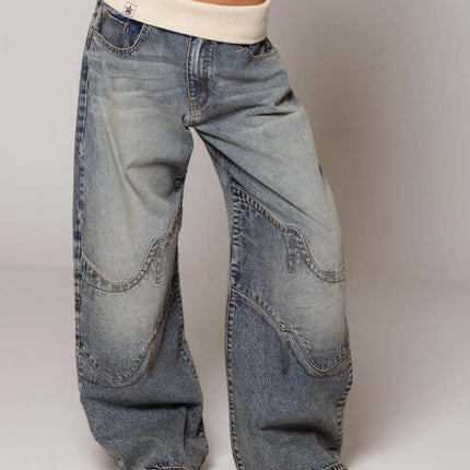 Loose-fitting Straight-leg Jeans With Pockets daily wear jeans