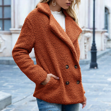 Loose Lapel Fluffy Coat warm women's clothing.