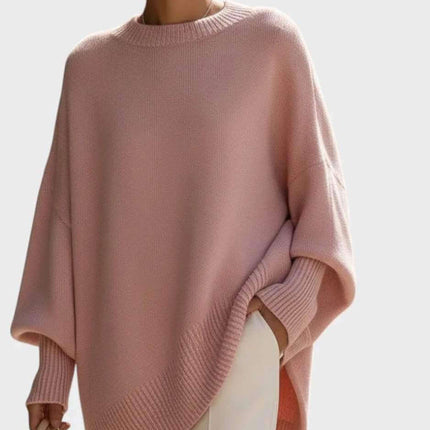 Loose Round Neck Knit Pullover Sweater for Women clean studio product shot