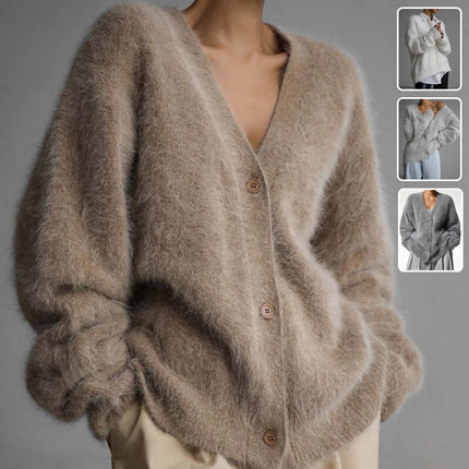 Loose V Neck Button Cardigan women fall fashion.