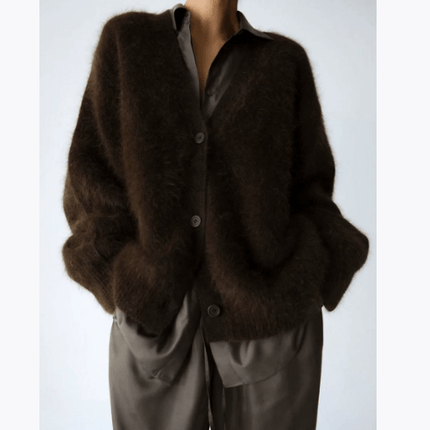 Loose V Neck Button Cardigan long sleeve outerwear.