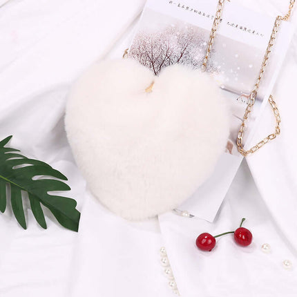 Love Bags For Women Plush Chain Shoulder Bags Valentine Day Party Bag small round bag trend style.