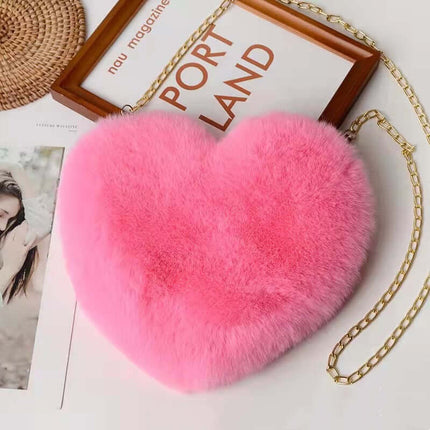 Love Bags For Women Plush Chain Shoulder Bags Valentine Day Party Bag 25cm width dimension.