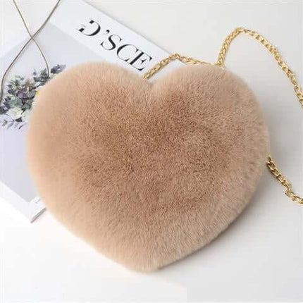 Love Bags For Women Plush Chain Shoulder Bags Valentine Day Party Bag zipper opening mechanism. 