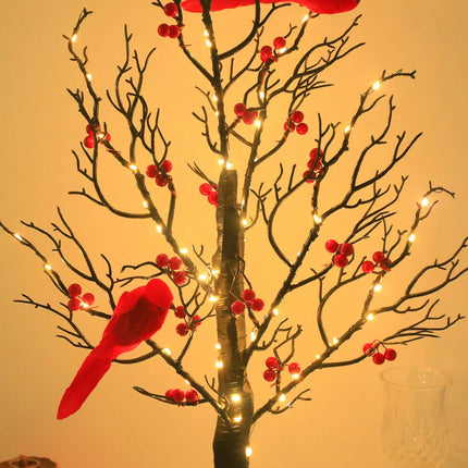 Luminous Red Bird Tree Lamp Decorative Branch Light living room decor