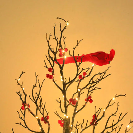 Luminous Red Bird Tree Lamp Decorative Branch Light warm glow display