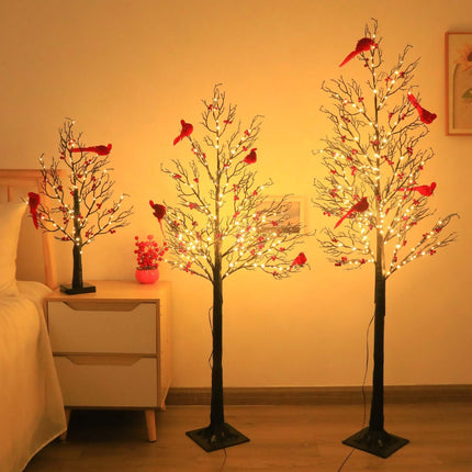 Luminous Red Bird Tree Lamp Decorative Branch Light red bird detail