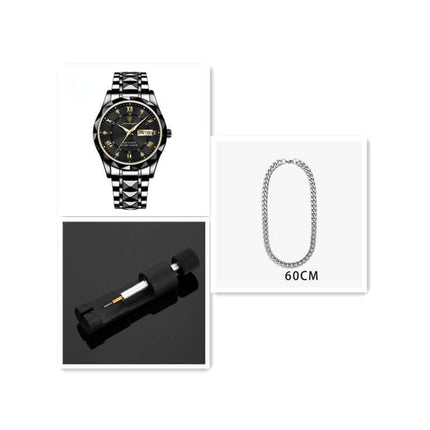Luxury Business Quartz Watch Waterproof Calendar with accessories and display features