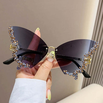 Luxury Diamond Butterfly Sunglasses vintage y2k style.