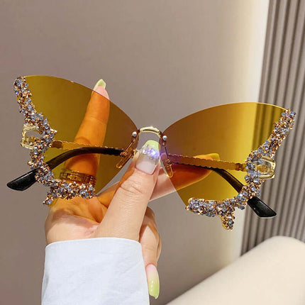 Luxury Diamond Butterfly Sunglasses elegant party shades.