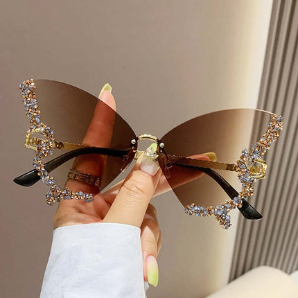 Luxury Diamond Butterfly Sunglasses oversized sun glasses.