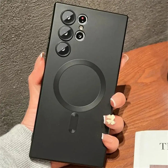 Luxury Matte Magnetic Case for Samsung Phones front view