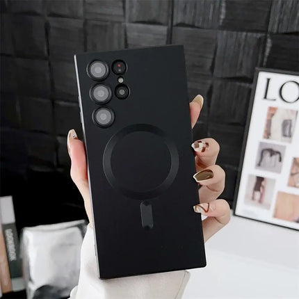 Luxury Matte Magnetic Case for Samsung Phones shock absorbing case