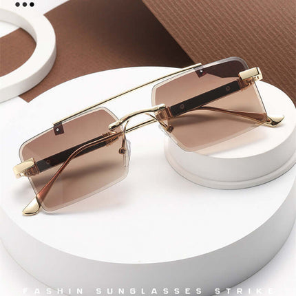 Luxury Mens Double Beam Square Square Sunglasses gold frame