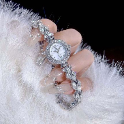 Luxury Starry Zircon Mermaid Watch for Women ultra thin side profile