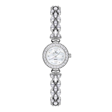 Luxury Starry Zircon Mermaid Watch for Women silver tone version