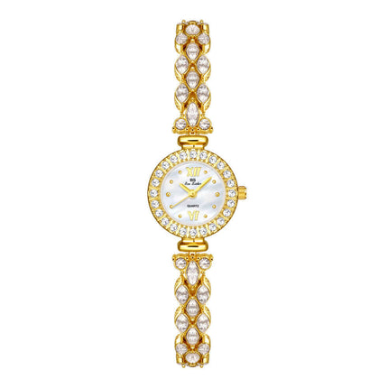 Luxury Starry Zircon Mermaid Watch for Women gold white variant