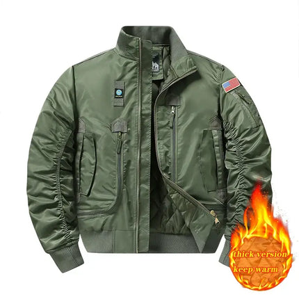 MA-1 Men Military Pilot Cotton Bomber Jacket cotton fabric detail