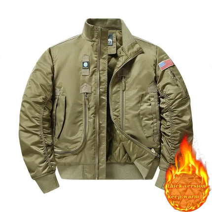 MA-1 Men Military Pilot Cotton Bomber Jacket stand collar style