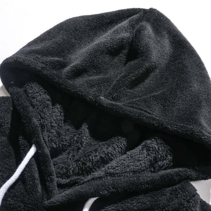 Men Casual Coral Fleece Hooded Sweatshirt Jacket outdoor wear