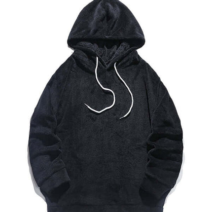 Men Casual Coral Fleece Hooded Sweatshirt Jacket relaxed fit