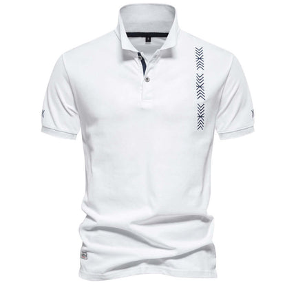 Men Casual Embroidered Breathable Short Sleeve Polo comprehensive sizing chart highlighting bust shoulder sleeve and length values