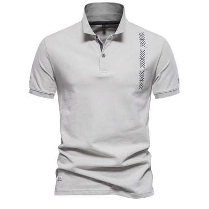 Men Casual Embroidered Breathable Short Sleeve Polo elegant textured light gray breathable daily commuter apparel