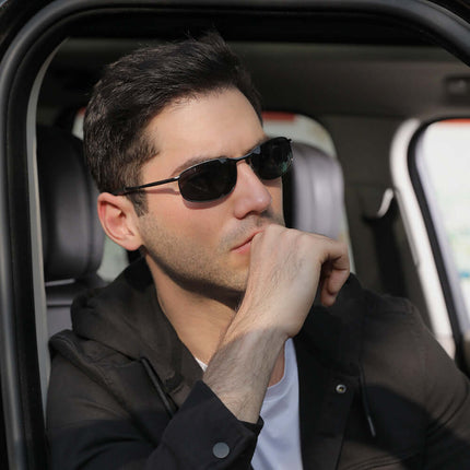 Men Driving Polarized Sunglasses metal frame eyewear.