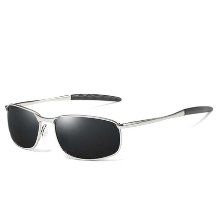 Men Driving Polarized Sunglasses silver frame ice blue.