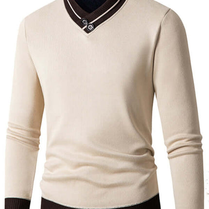 Men Half Turtleneck Plus Velvet Slim Knit Sweater front view
