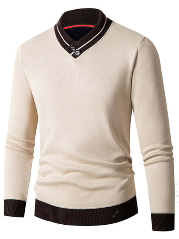 Men Half Turtleneck Plus Velvet Slim Knit Sweater front view