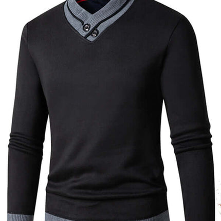 Men Half Turtleneck Plus Velvet Slim Knit Sweater side view