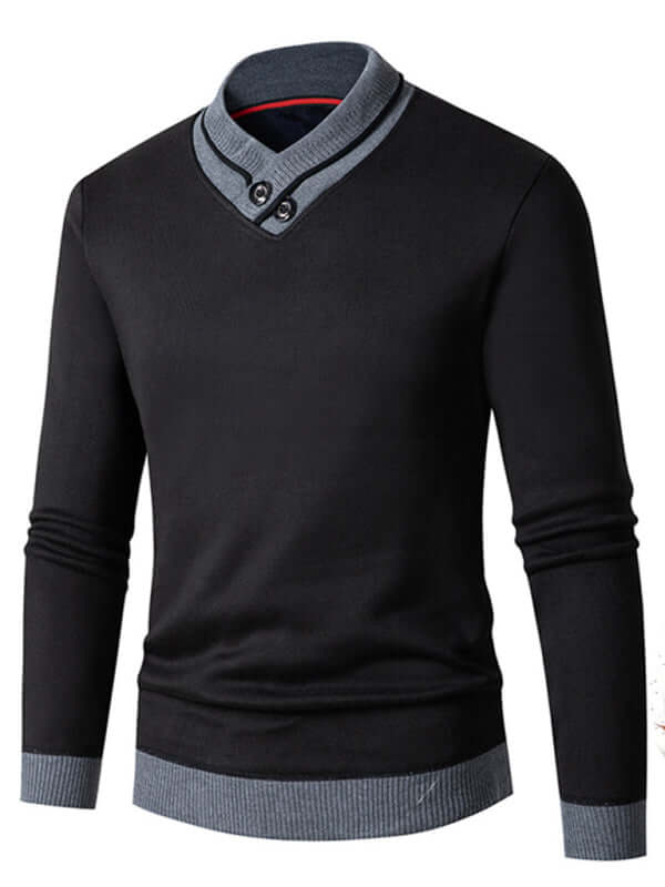 Men Half Turtleneck Plus Velvet Slim Knit Sweater side view