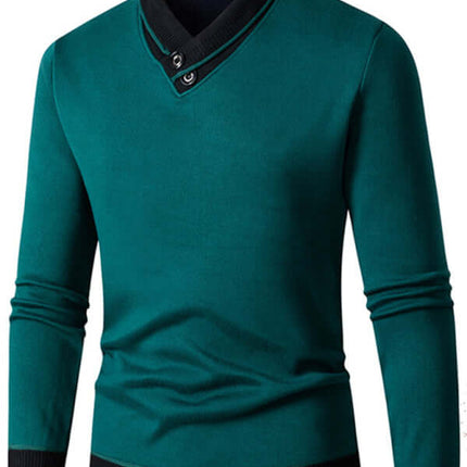 Men Half Turtleneck Plus Velvet Slim Knit Sweater back view