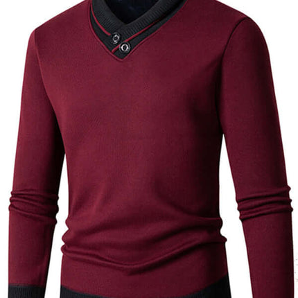 Men Half Turtleneck Plus Velvet Slim Knit Sweater collar detail