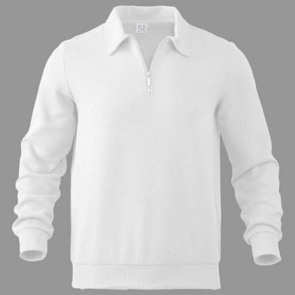 Men Half Zip Sweatshirt Lapel Long Sleeve Casual Top front view