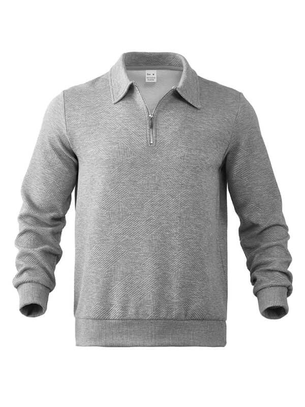 Men Half Zip Sweatshirt Lapel Long Sleeve Casual Top side angle