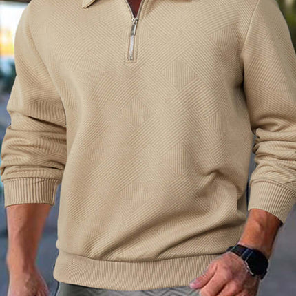 Men Half Zip Sweatshirt Lapel Long Sleeve Casual Top back view