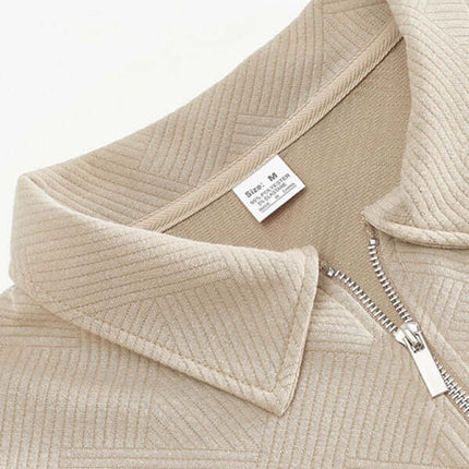 Men Half Zip Sweatshirt Lapel Long Sleeve Casual Top solid color style