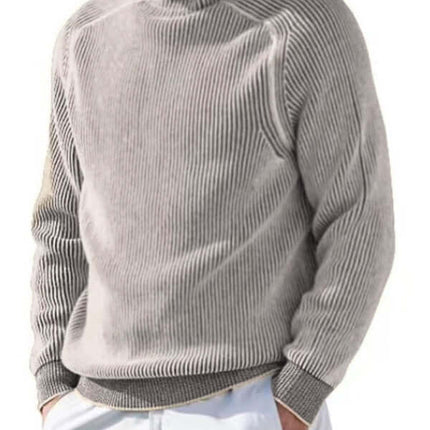 Men High Collar Casual Long Sleeve Knitted Top side angle