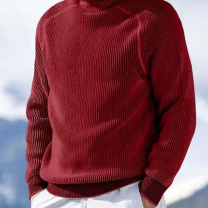 Men High Collar Casual Long Sleeve Knitted Top high collar detail