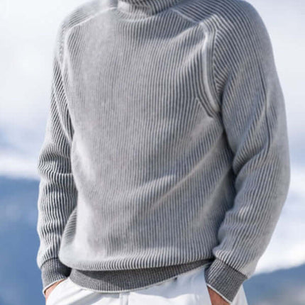 Men High Collar Casual Long Sleeve Knitted Top casual daily outfit