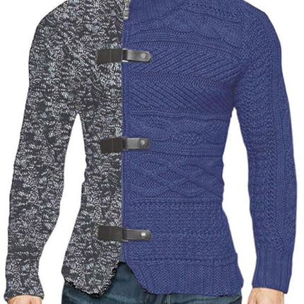 Men High Neck Knit Cardigan Sweater side view