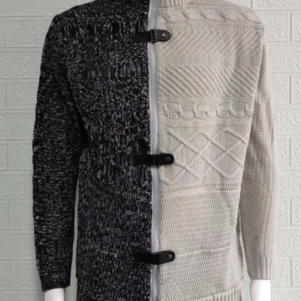 Men High Neck Knit Cardigan Sweater versatile outfit