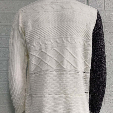 Men High Neck Knit Cardigan Sweater slim silhouette