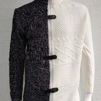 Men High Neck Knit Cardigan Sweater casual style